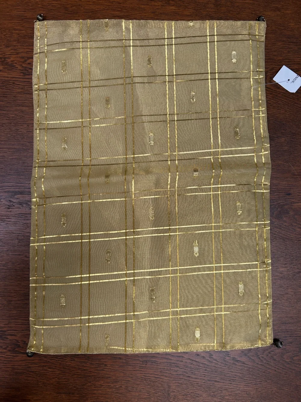 Beautiful Gold Placemats (3)  w/Metallic Sheen. Each 13 or 13.5” by 18 or 18.5”.
